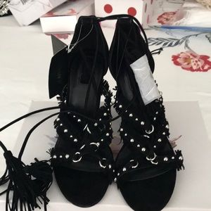 Beautiful laced up black heels sandals